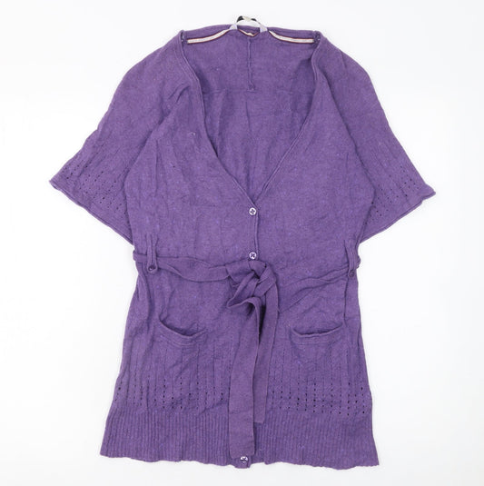 Womens UK Size M Club West Cashmere Sweater Purple Cardigan Jumper