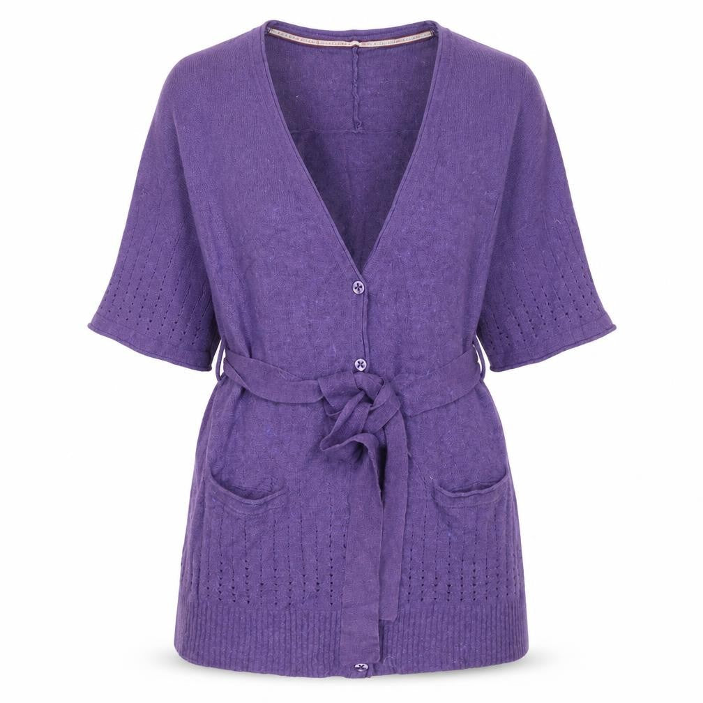Womens UK Size M Club West Cashmere Sweater Purple Cardigan Jumper