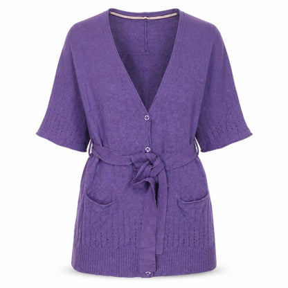 Womens UK Size M Club West Cashmere Sweater Purple Cardigan Jumper