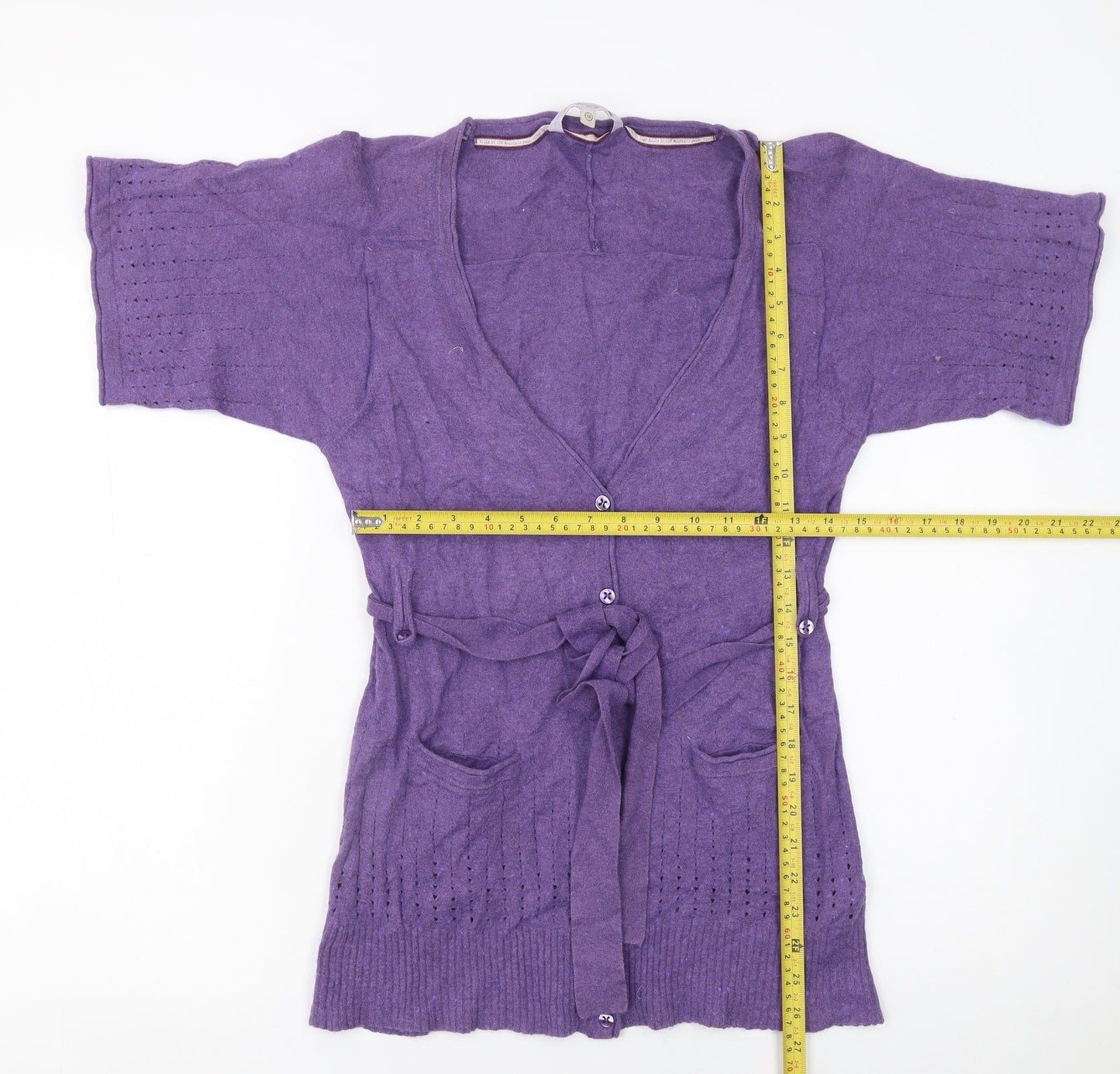 Womens UK Size M Club West Cashmere Sweater Purple Cardigan Jumper