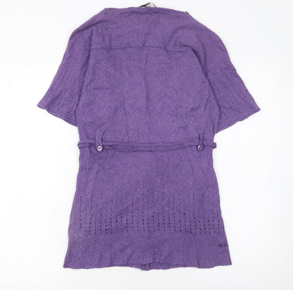 Womens UK Size M Club West Cashmere Sweater Purple Cardigan Jumper