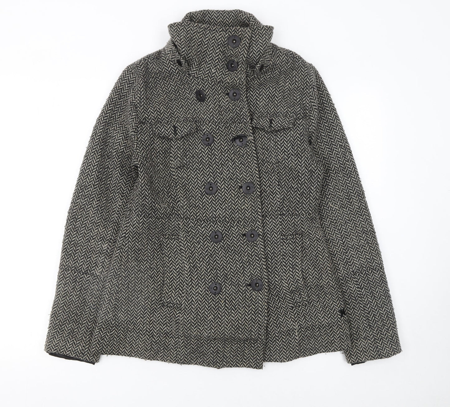 Womens UK Size M Hurley Grey Pea Coat