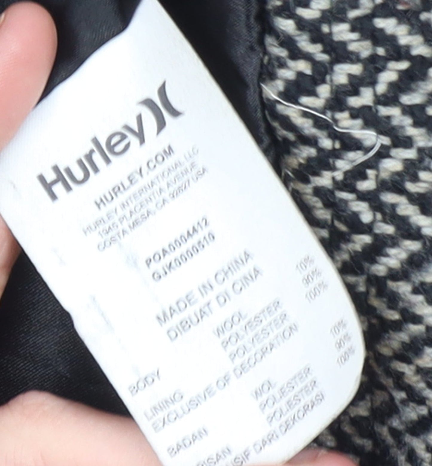 Womens UK Size M Hurley Grey Pea Coat