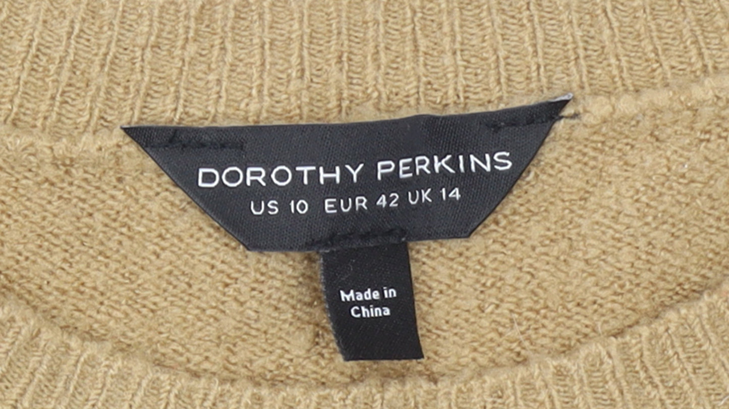 Womens UK Size 14 Dorothy Perkins Beige Pullover Jumper