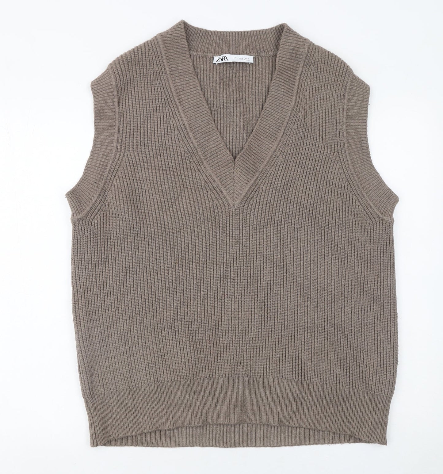 Womens UK Size S Zara Brown Vest Jumper