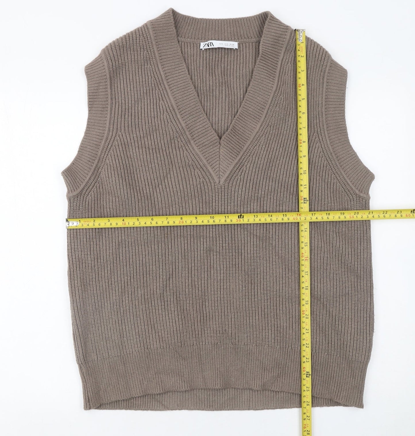 Womens UK Size S Zara Brown Vest Jumper