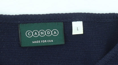 Womens UK Size L Canda Blue Cardigan Jumper