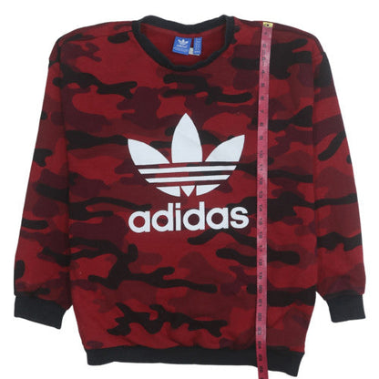 Adidas Boys Red Camo Crew Neck Pullover Sweatshirt Size 146