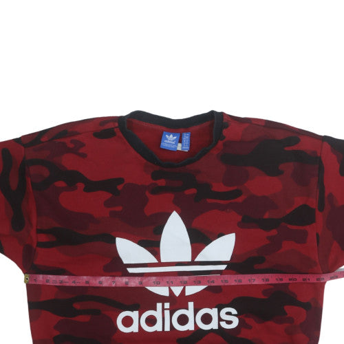 Adidas Boys Red Camo Crew Neck Pullover Sweatshirt Size 146