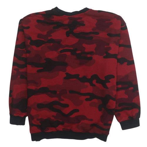 Adidas Boys Red Camo Crew Neck Pullover Sweatshirt Size 146