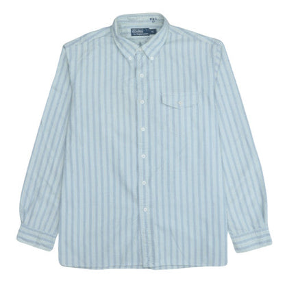 Ralph Lauren Men’s Blue Striped Cotton Button-Down Shirt XL