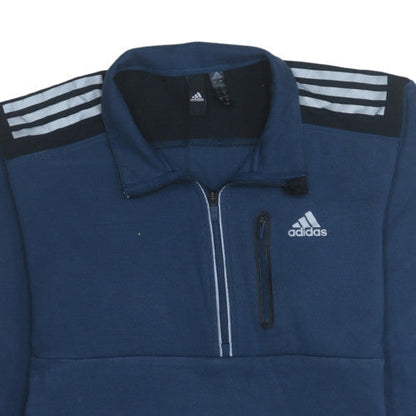 Mens UK Size M adidas Blue 1/2 Zip Sweatshirt