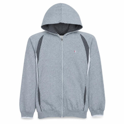 Front view of Champion boys’ grey full zip hoodie 13 years fleece sportswear
