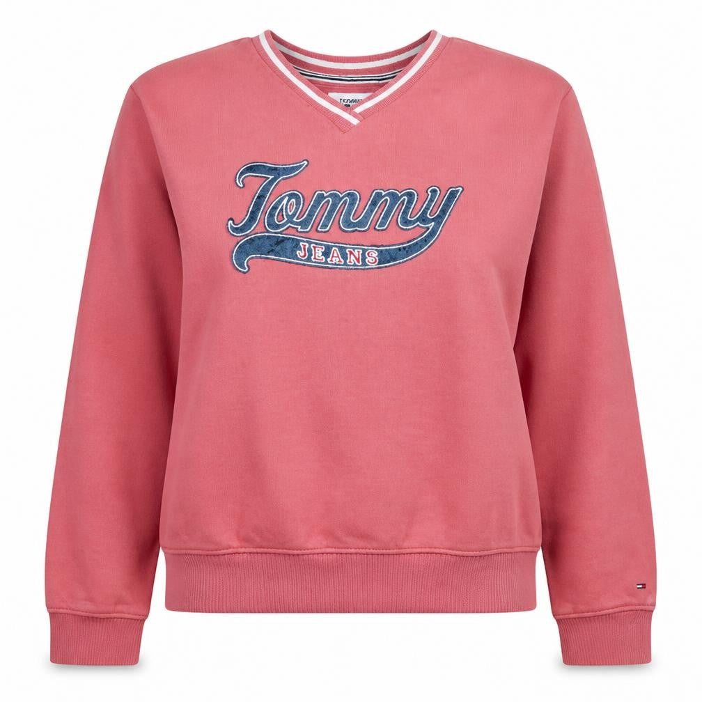 Womens UK Size M Tommy Jeans Pink Pullover Sweatshirt