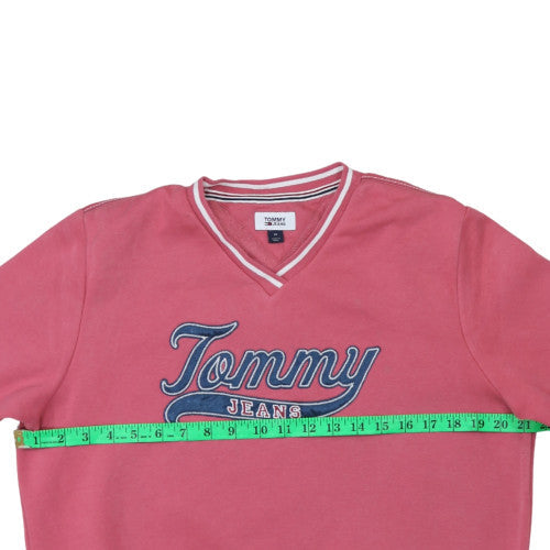 Womens UK Size M Tommy Jeans Pink Pullover Sweatshirt