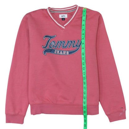 Womens UK Size M Tommy Jeans Pink Pullover Sweatshirt