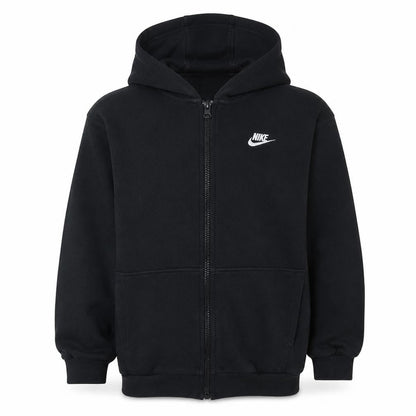 Front view of Nike boys’ black full zip hoodie fleece sweatshirt 8-9 years