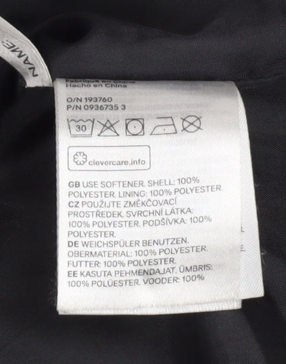 H&M Girls Black Fleece Basic Coat 8-9 Years Lined Winter Outerwear