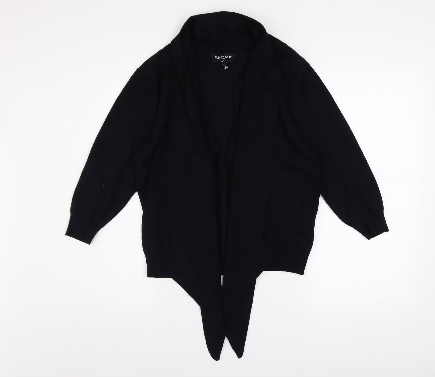 Womens UK Size L Femme Black Cardigan Jumper