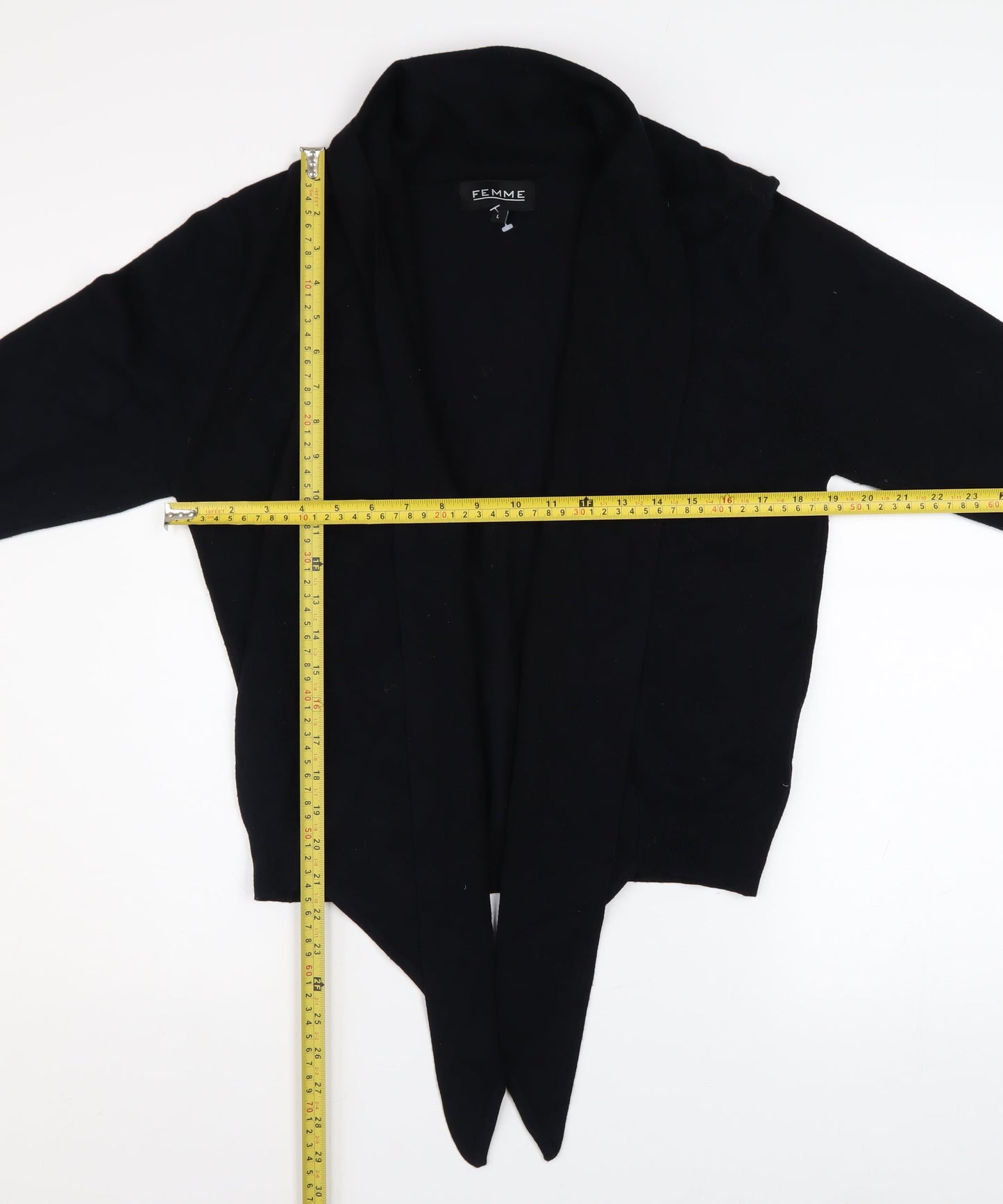 Womens UK Size L Femme Black Cardigan Jumper