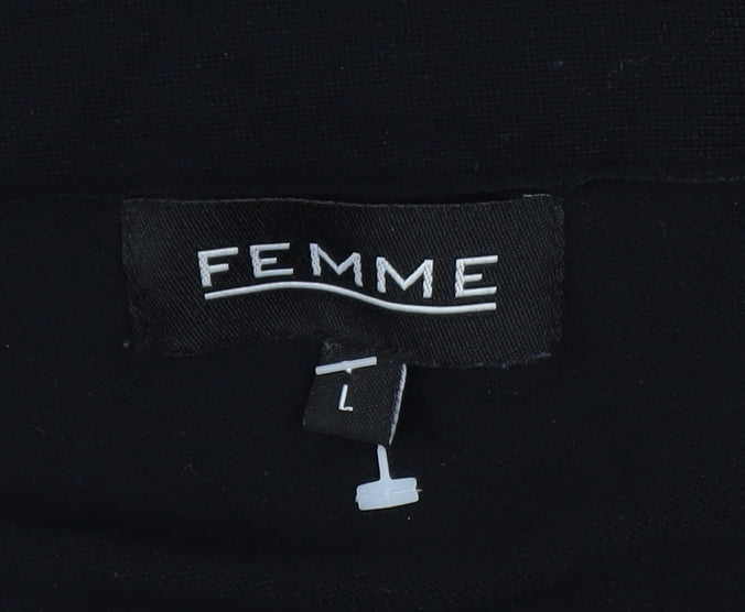 Womens UK Size L Femme Black Cardigan Jumper