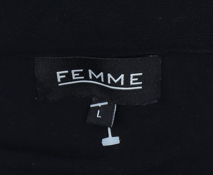 Womens UK Size L Femme Black Cardigan Jumper