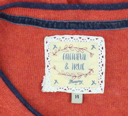 Womens UK Size 14 Mantaray Orange Pullover Jumper