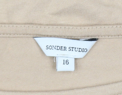 Womens UK Size 16 Sonder Studio Beige Basic Blouse
