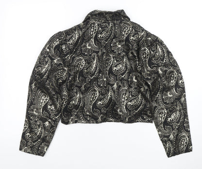 Opera by Richards Women's Black Paisley Metallic Cropped Blazer Size 12