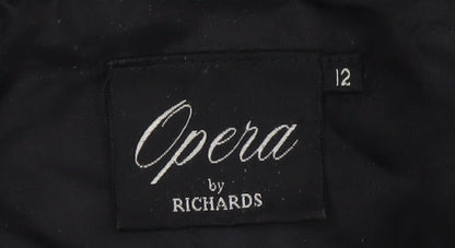 Opera by Richards Women's Black Paisley Metallic Cropped Blazer Size 12