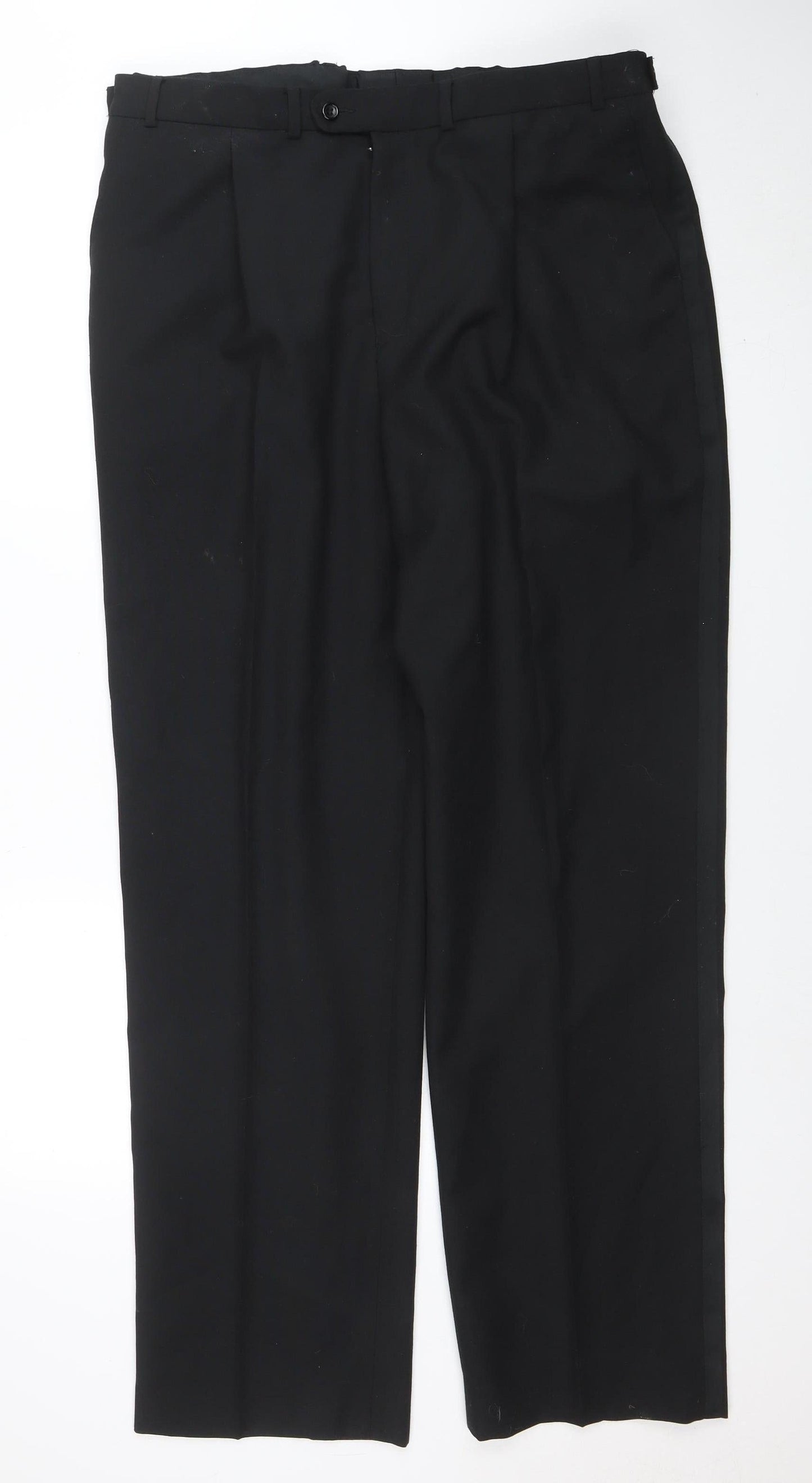 Mens UK Size L Armando Regular Fit Dress Pants Black Trousers