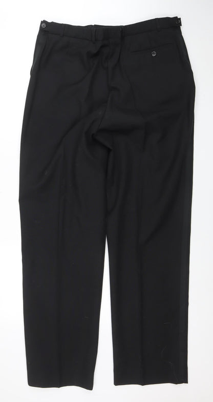 Mens UK Size L Armando Regular Fit Dress Pants Black Trousers
