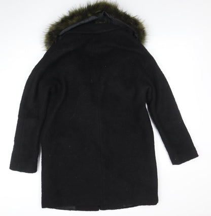 Womens UK Size 10 Dorothy Perkins Black Overcoat