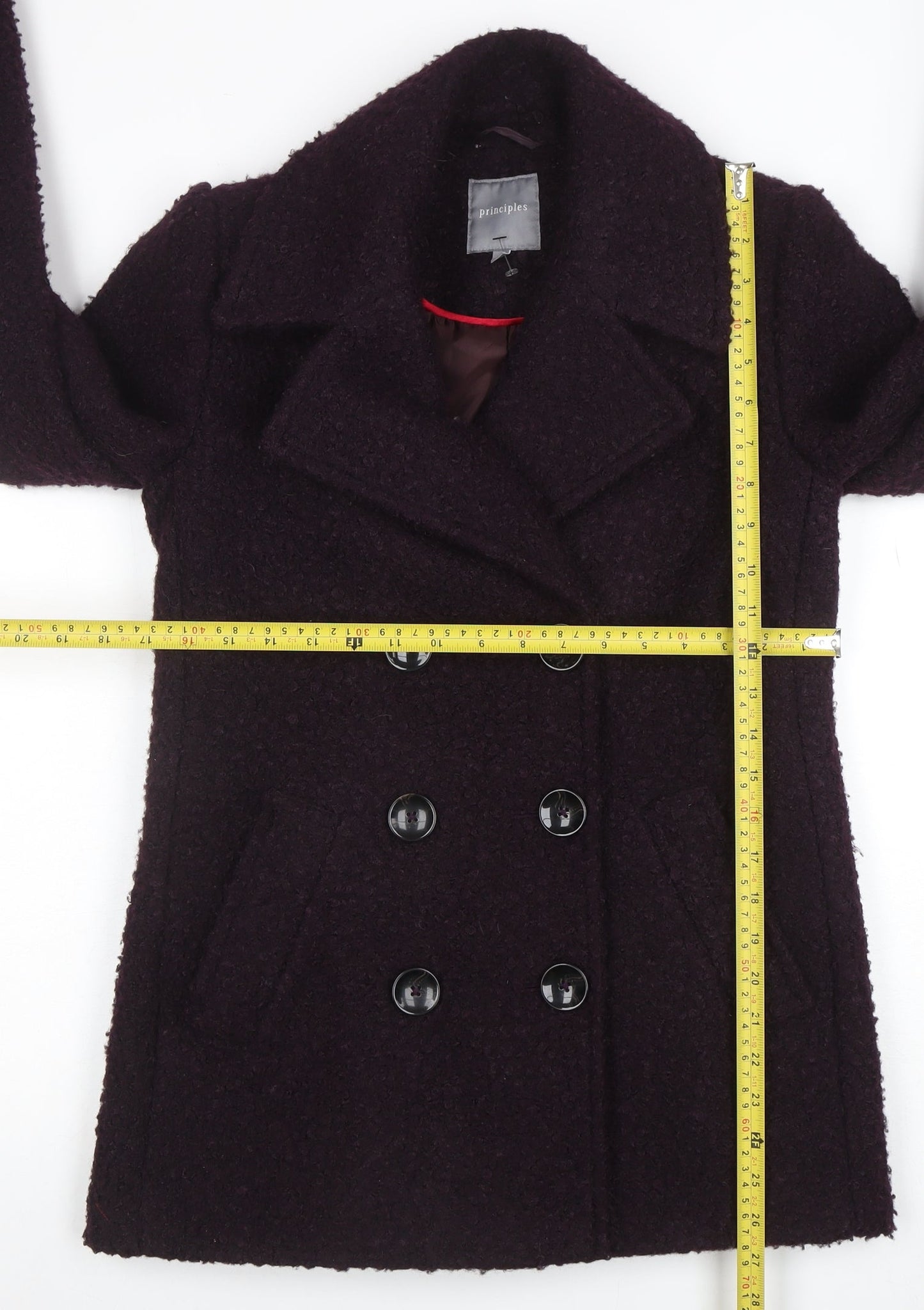 Womens UK Size 8 Principles Purple Pea Coat