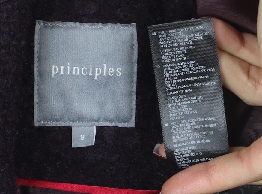 Womens UK Size 8 Principles Purple Pea Coat