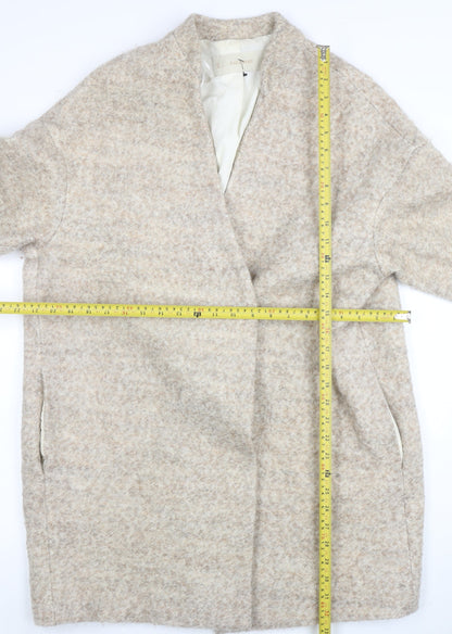 Womens UK Size L Zara Basic Beige Overcoat