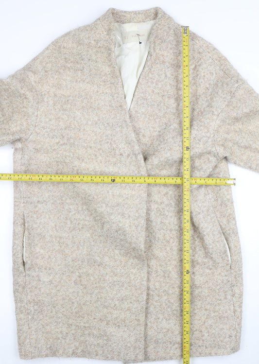 Womens UK Size L Zara Basic Beige Overcoat