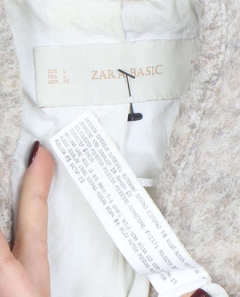 Womens UK Size L Zara Basic Beige Overcoat