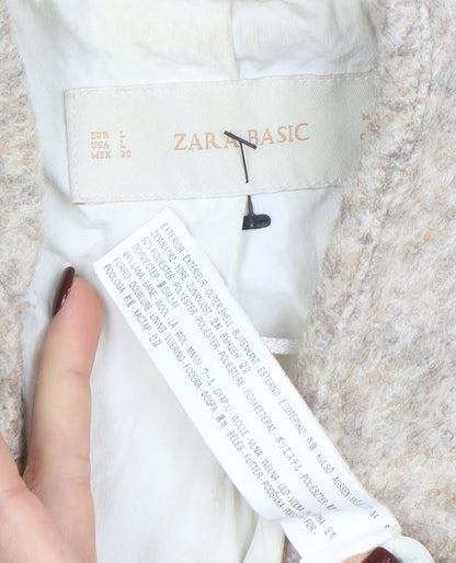 Womens UK Size L Zara Basic Beige Overcoat