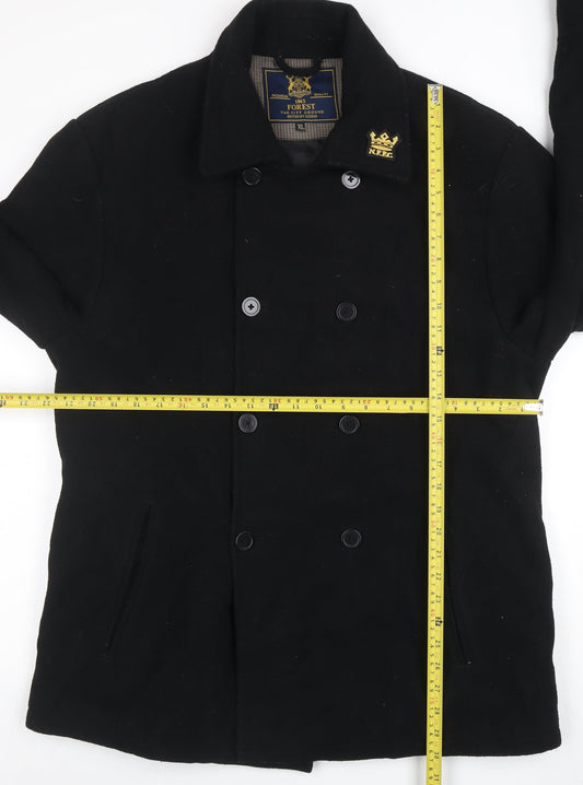 Mens UK Size XL Forest Black Pea Coat