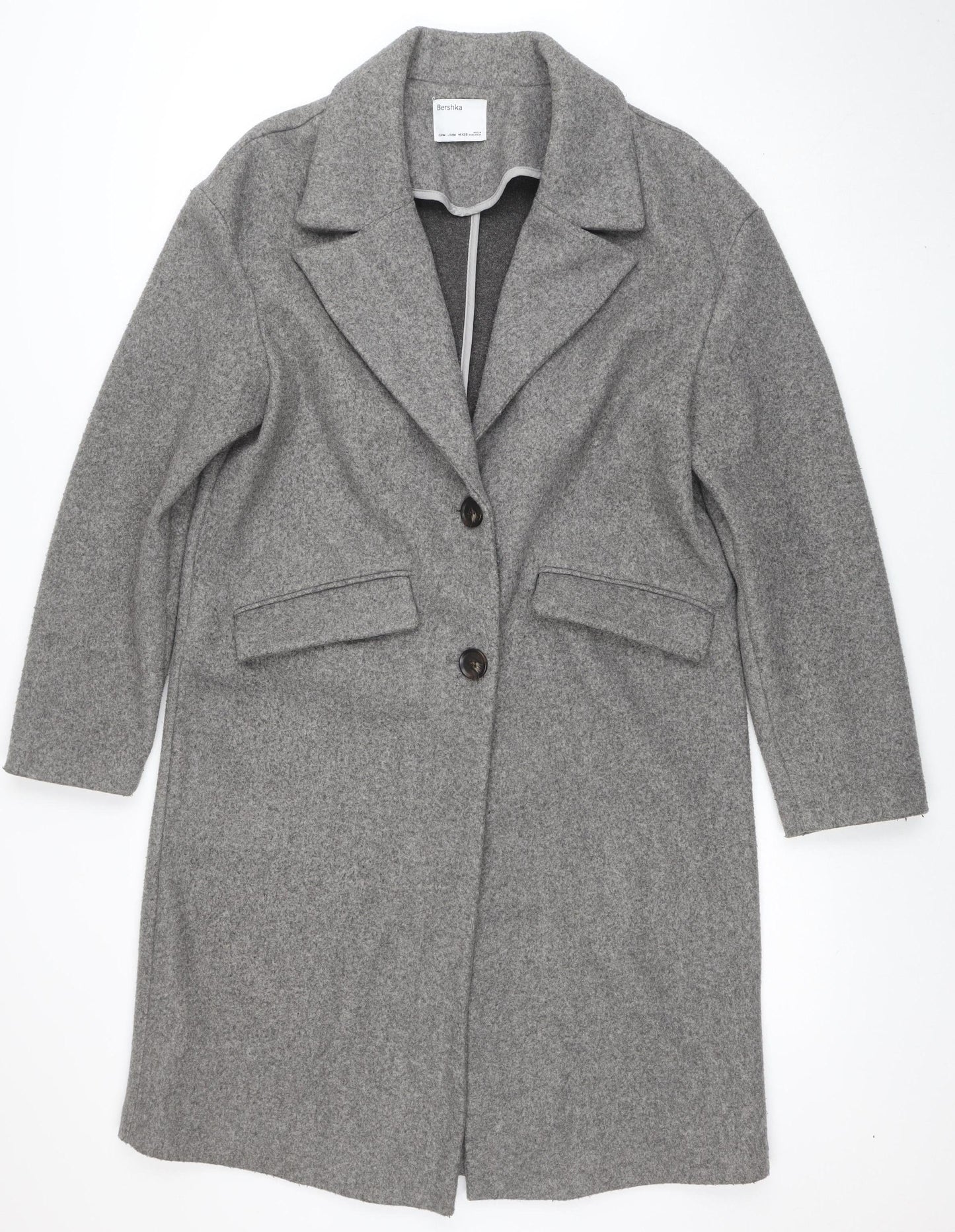 Womens UK Size 10 Bershka Grey Overcoat