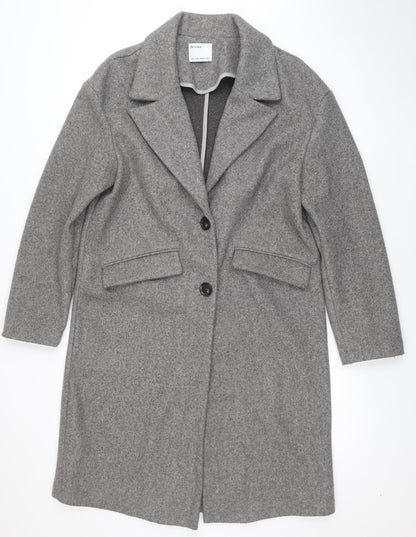 Womens UK Size 10 Bershka Grey Overcoat