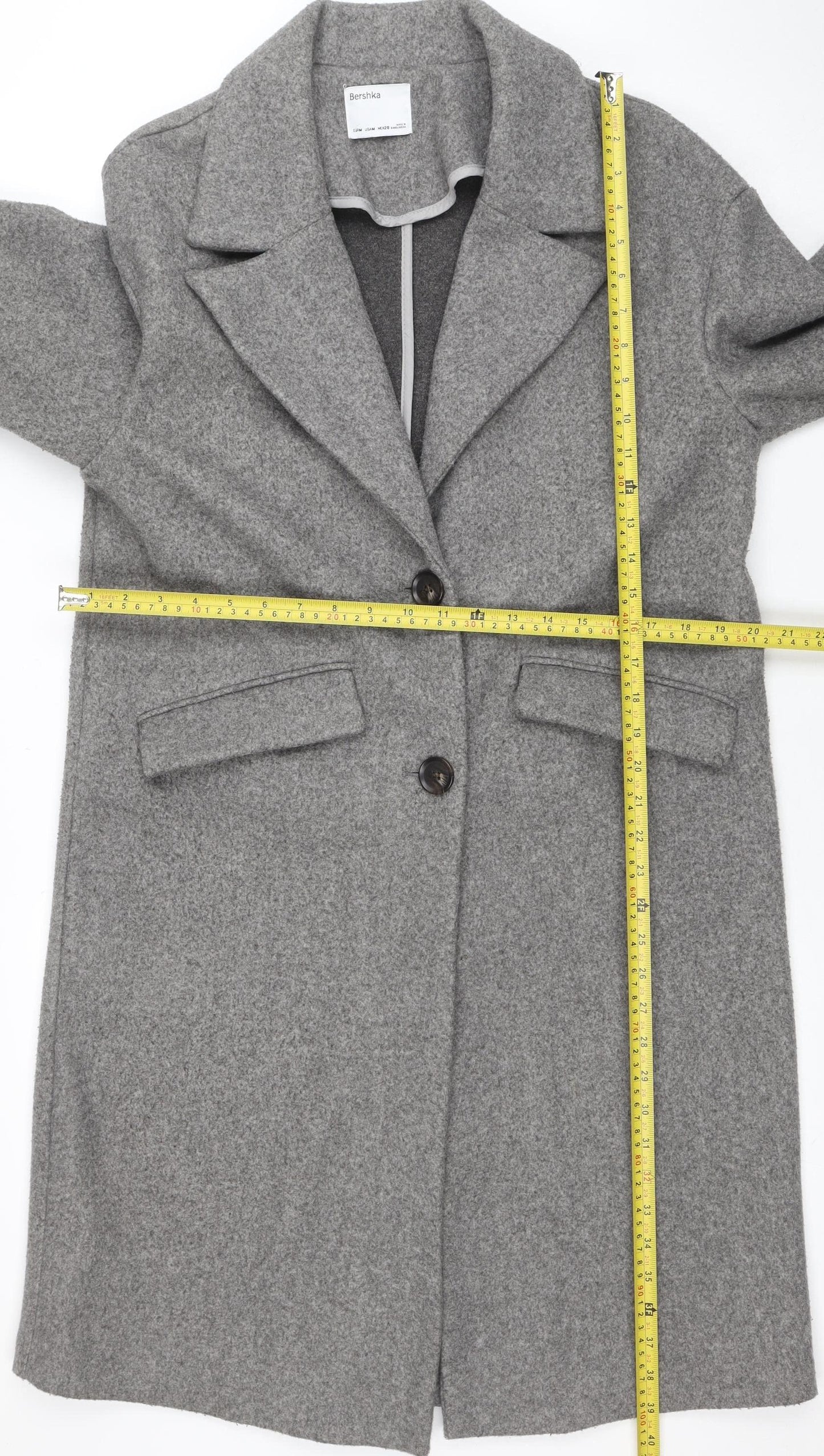 Womens UK Size 10 Bershka Grey Overcoat