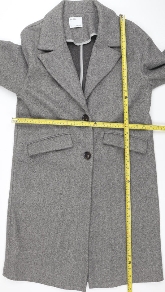 Womens UK Size 10 Bershka Grey Overcoat