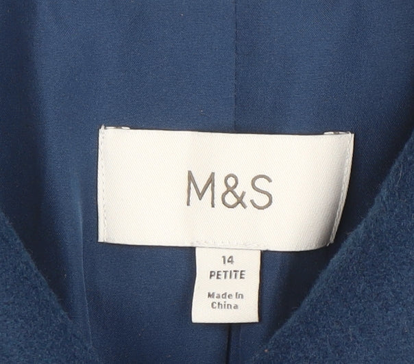 Womens UK Size 14 Marks and Spencer Blue Overcoat