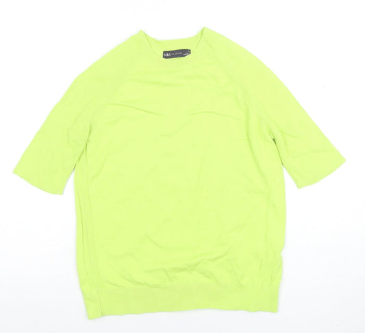 Womens UK Size S Marks and Spencer Green Basic T-Shirt
