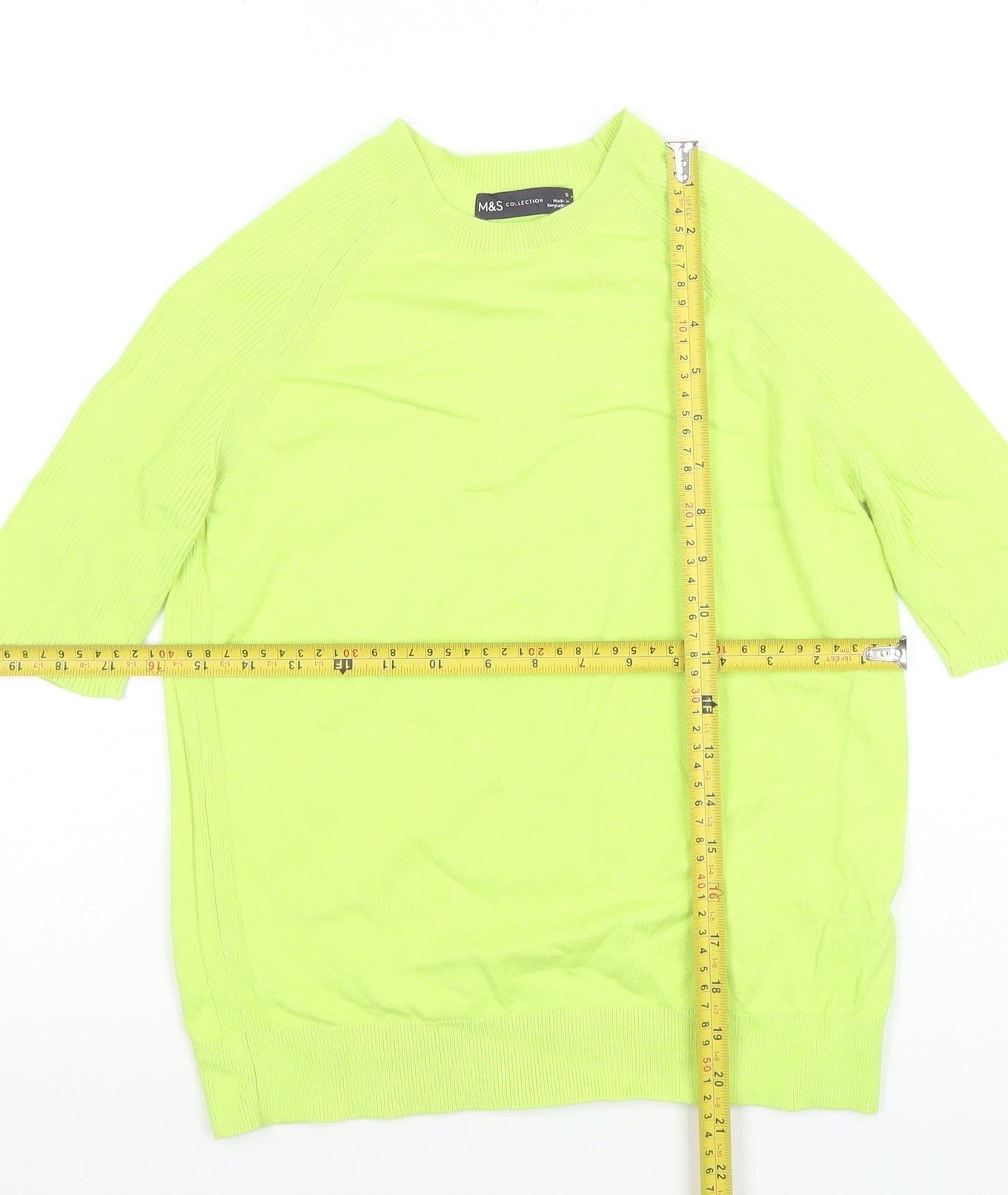 Womens UK Size S Marks and Spencer Green Basic T-Shirt
