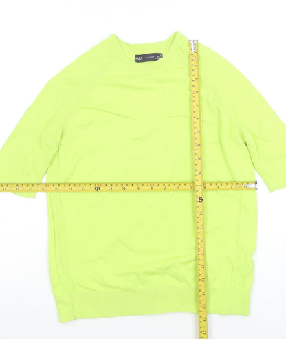 Womens UK Size S Marks and Spencer Green Basic T-Shirt