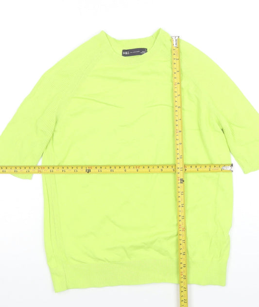 Womens UK Size S Marks and Spencer Green Basic T-Shirt