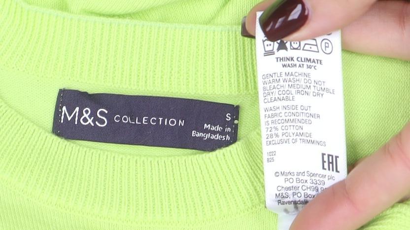 Womens UK Size S Marks and Spencer Green Basic T-Shirt